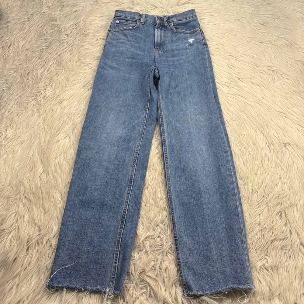 Everlane Women's 24 Light Wash Way High Straight Leg Jeans Raw Hems Classic - Picture 1 of 10